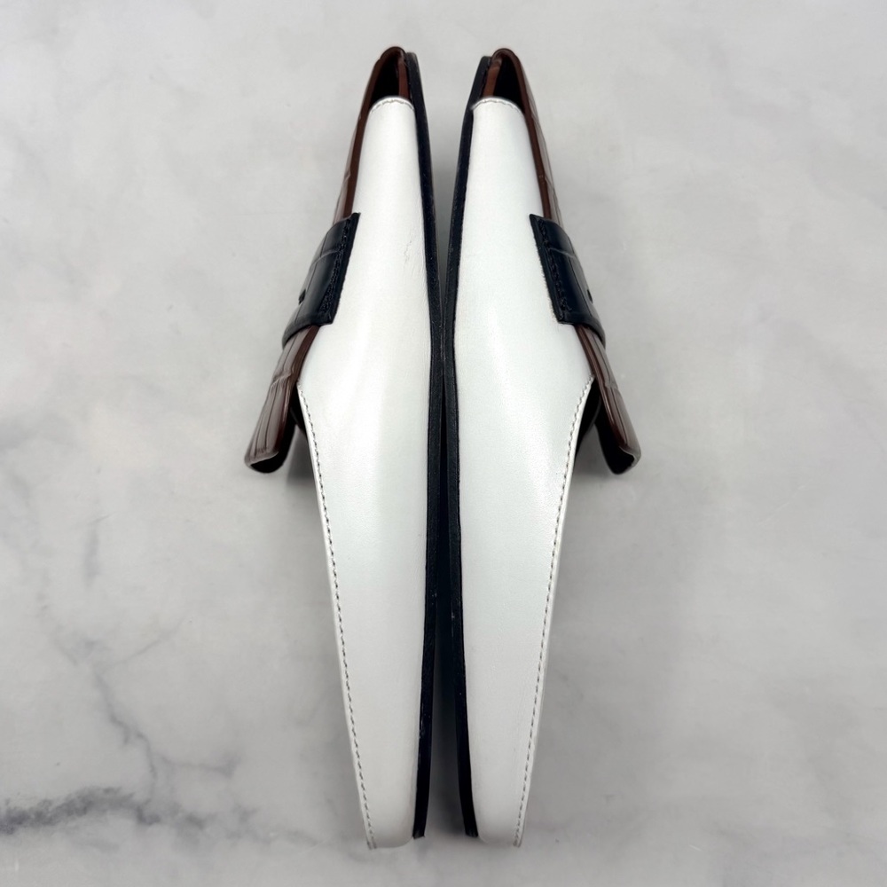 Burberry Beckswalk Leather Croc Backless Slide Mule Loafer Flat Shoes Colorblock - Picture 7 of 13
